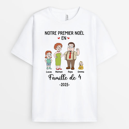 6575AFR1 t shirt personnalise premier noel en famille de quatre 6575a3kci