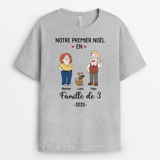 6575AFR2 t shirt personnalise premier noel en famille de quatre 6575a3kci