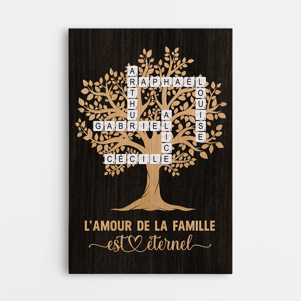 6581CFR1 toile personnalisee famille amour eternel avec mots croises 6581c3tmi