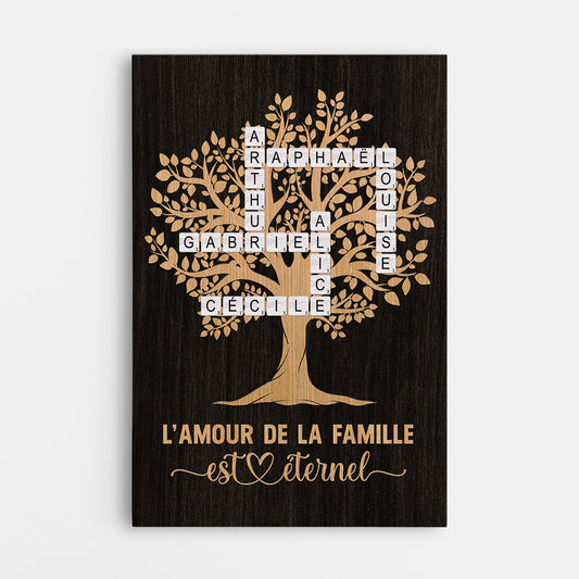 6581CFR1 toile personnalisee famille amour eternel avec mots croises 6581c3tmi