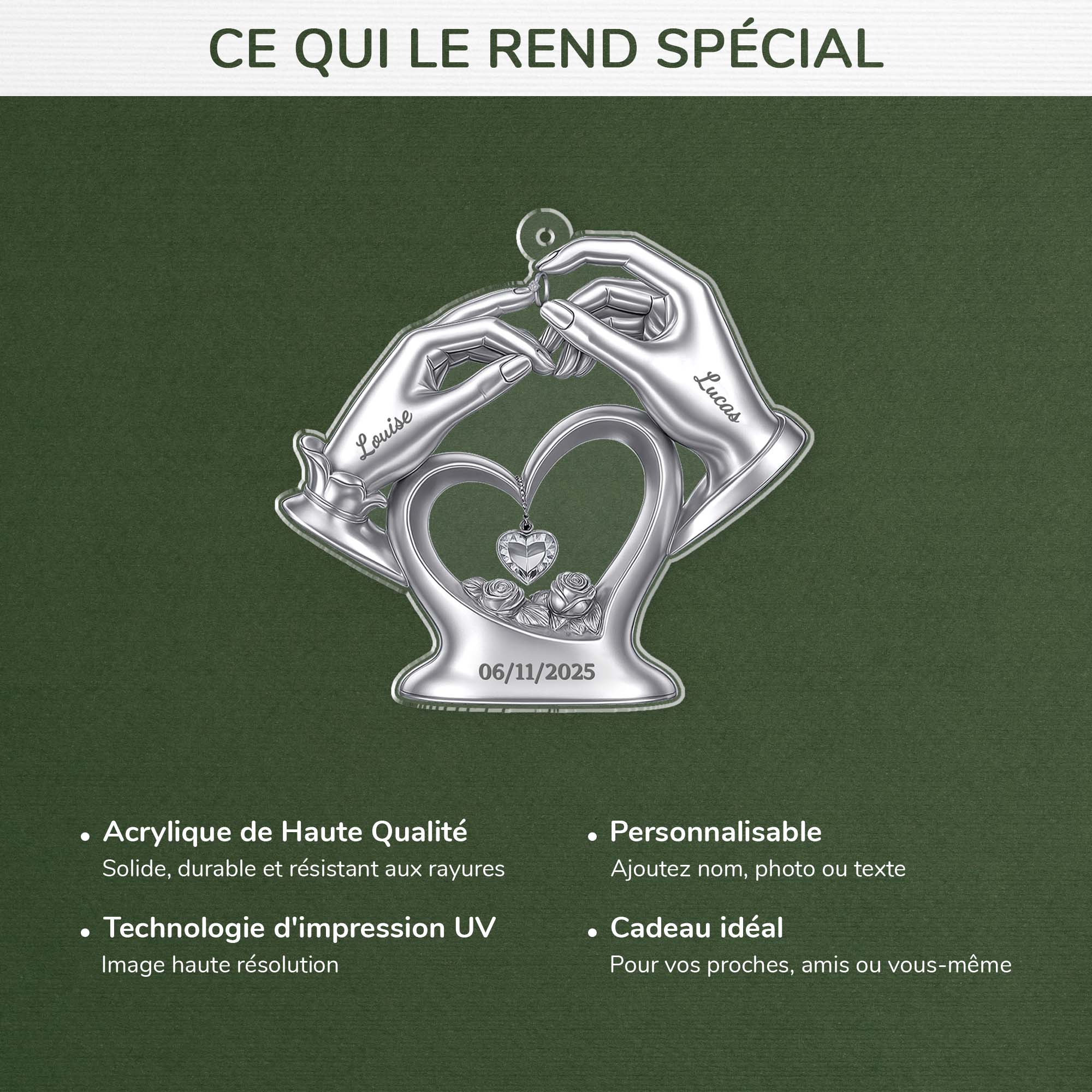 6583OFR4 effet dimpression 3d ornement noel acrylique personnalise couple notre mariage 6583o