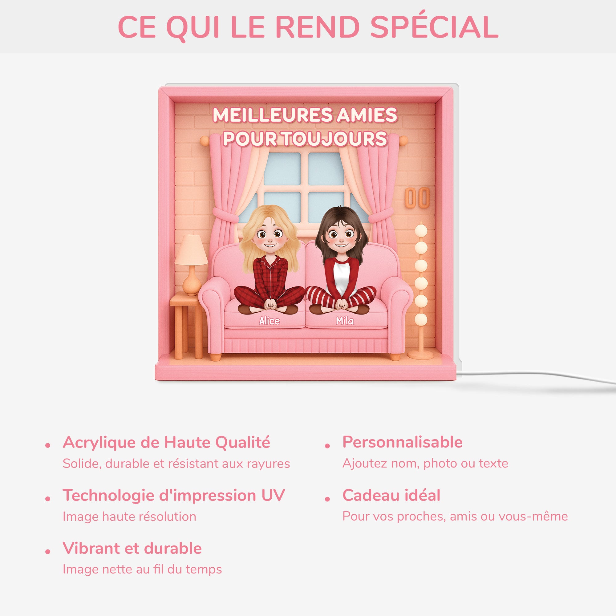 6585LFR4 lightbox personnalisable meilleures amies pour toujours 6585lcqaf