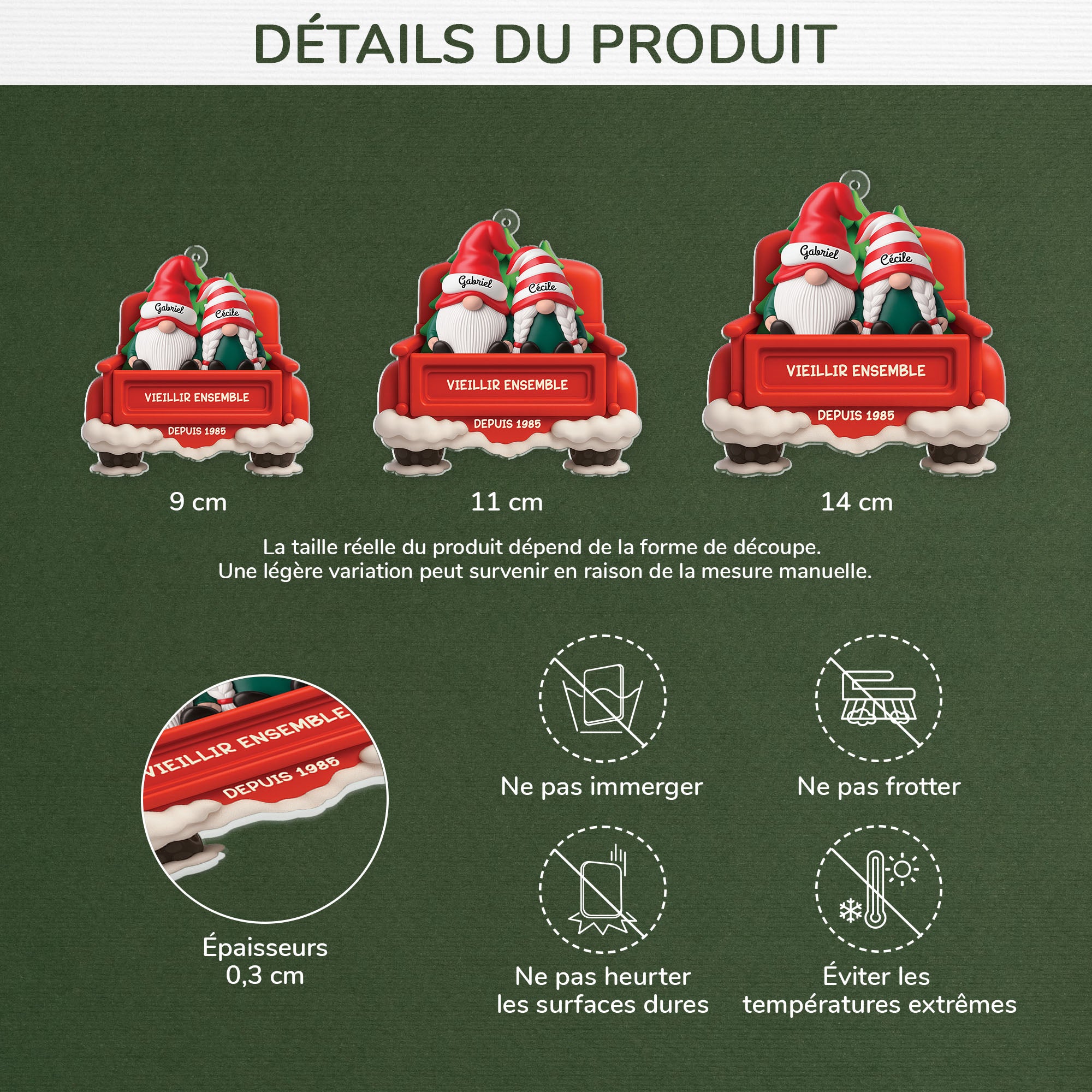 6593OFR3 effet dimpression 3d ornement acrylique personnalise couple vieillir ensemble gnome de noel 6593otv5g