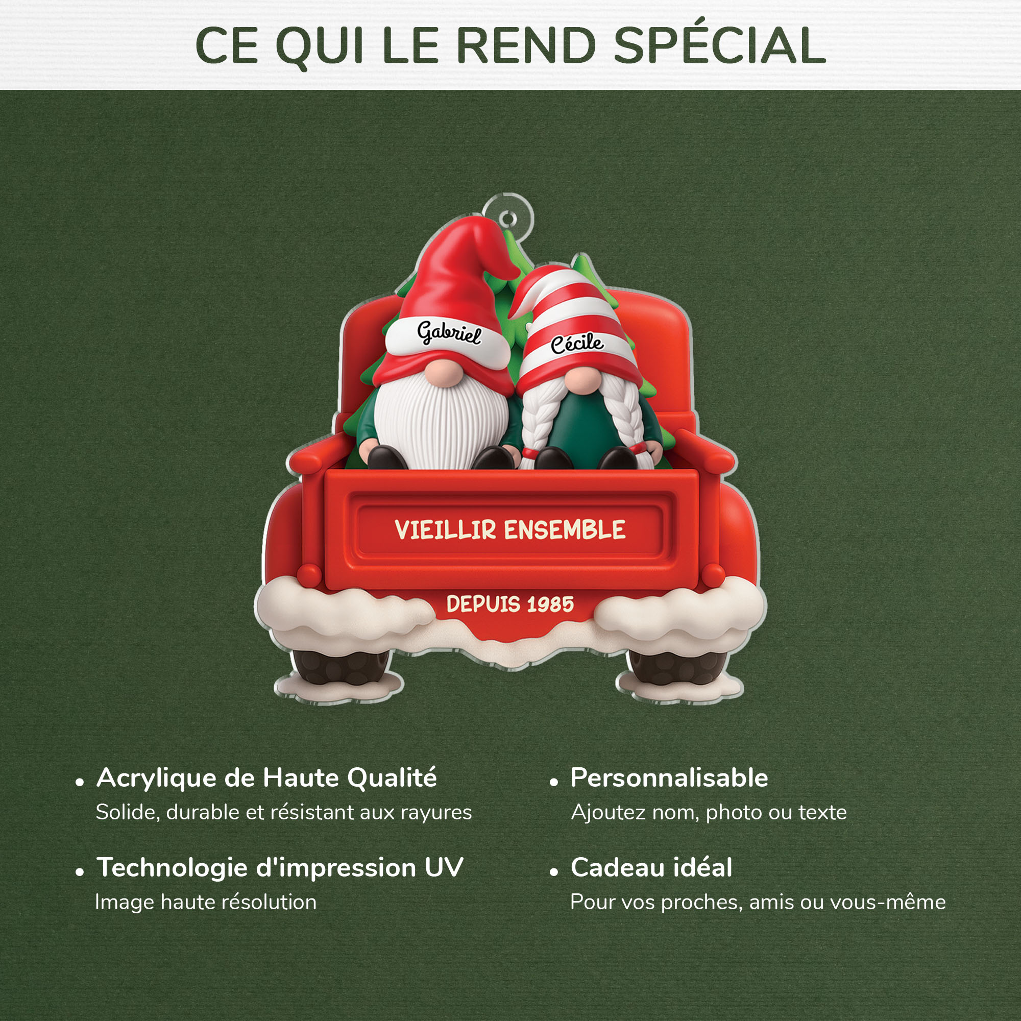 6593OFR4 effet dimpression 3d ornement acrylique personnalise couple vieillir ensemble gnome de noel 6593otv5g