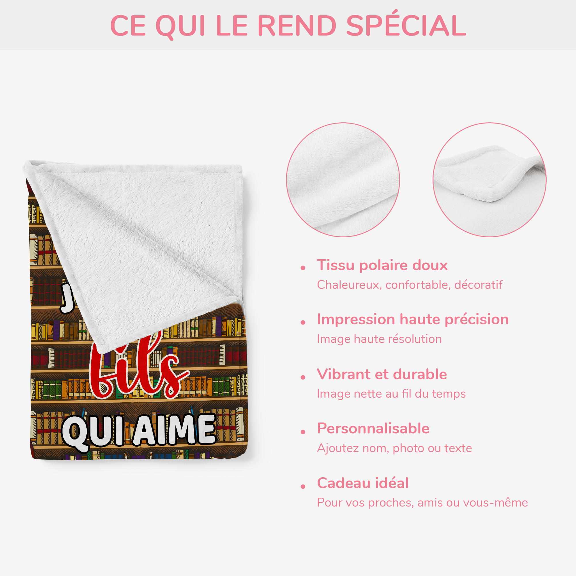 6595BFR4 plaid personnalise pour femme et homme jaime les livres 6595btt5a