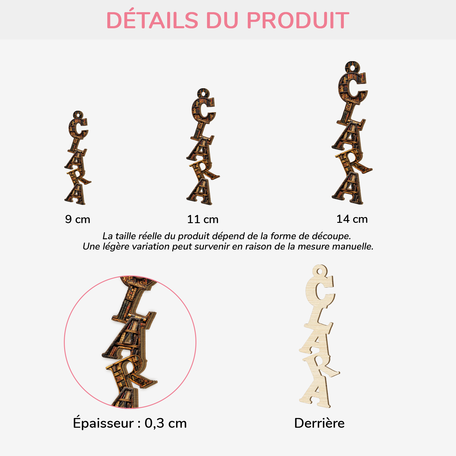 6599OFR3 effet dimpression 3d ornememt noel en bois a 1 couche personnalise lettre livres avec prenom 6599o6m5a