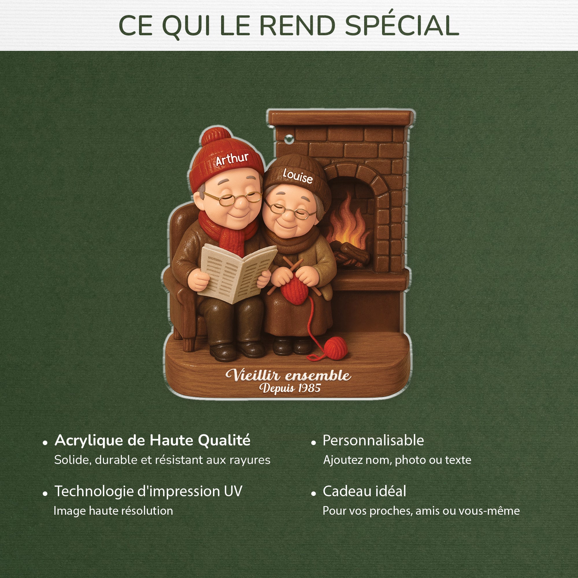 6608OFR4 effet dimpression 3d ornement acrylique personnalise vieillir ensemble avec couple affectueux 6608okmzg