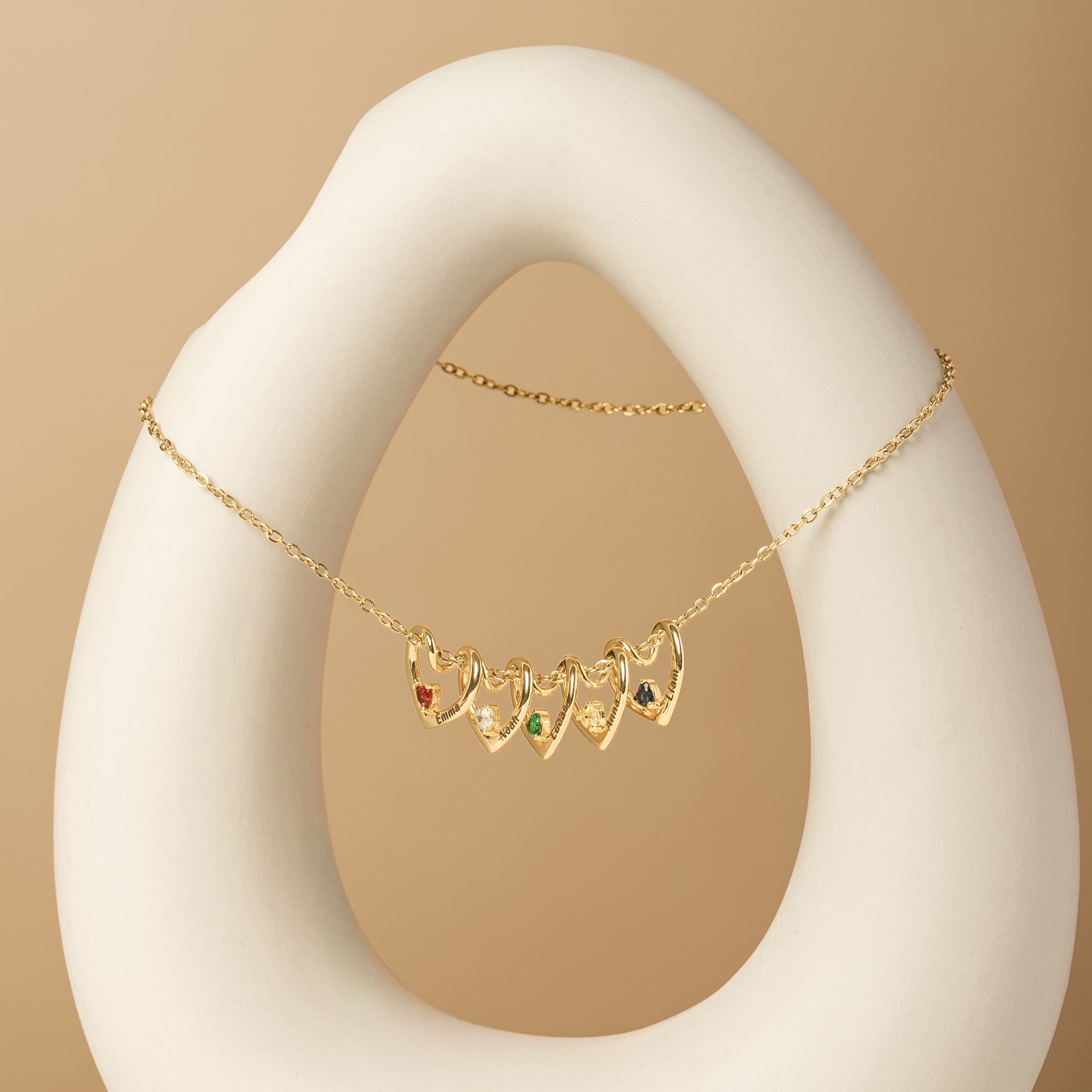 6617JFR2 collier personnalise pierre de naissance avec pendentif coeur pour femmehomme petits coeurs 6617j0t5a