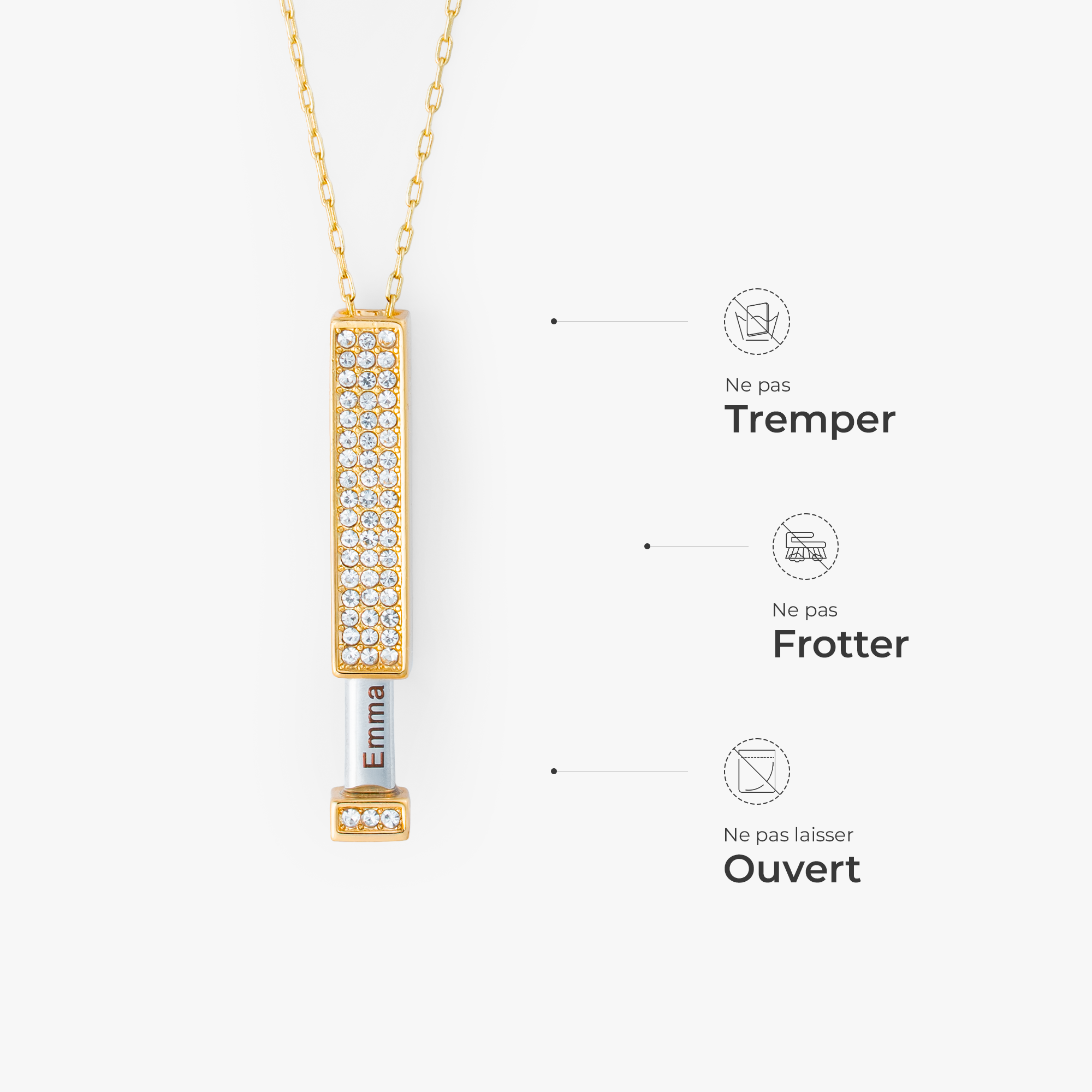 Cache Collier Collier Barre Personnalisé Pour Femme/Homme - Message Caché - Cadeau Plus