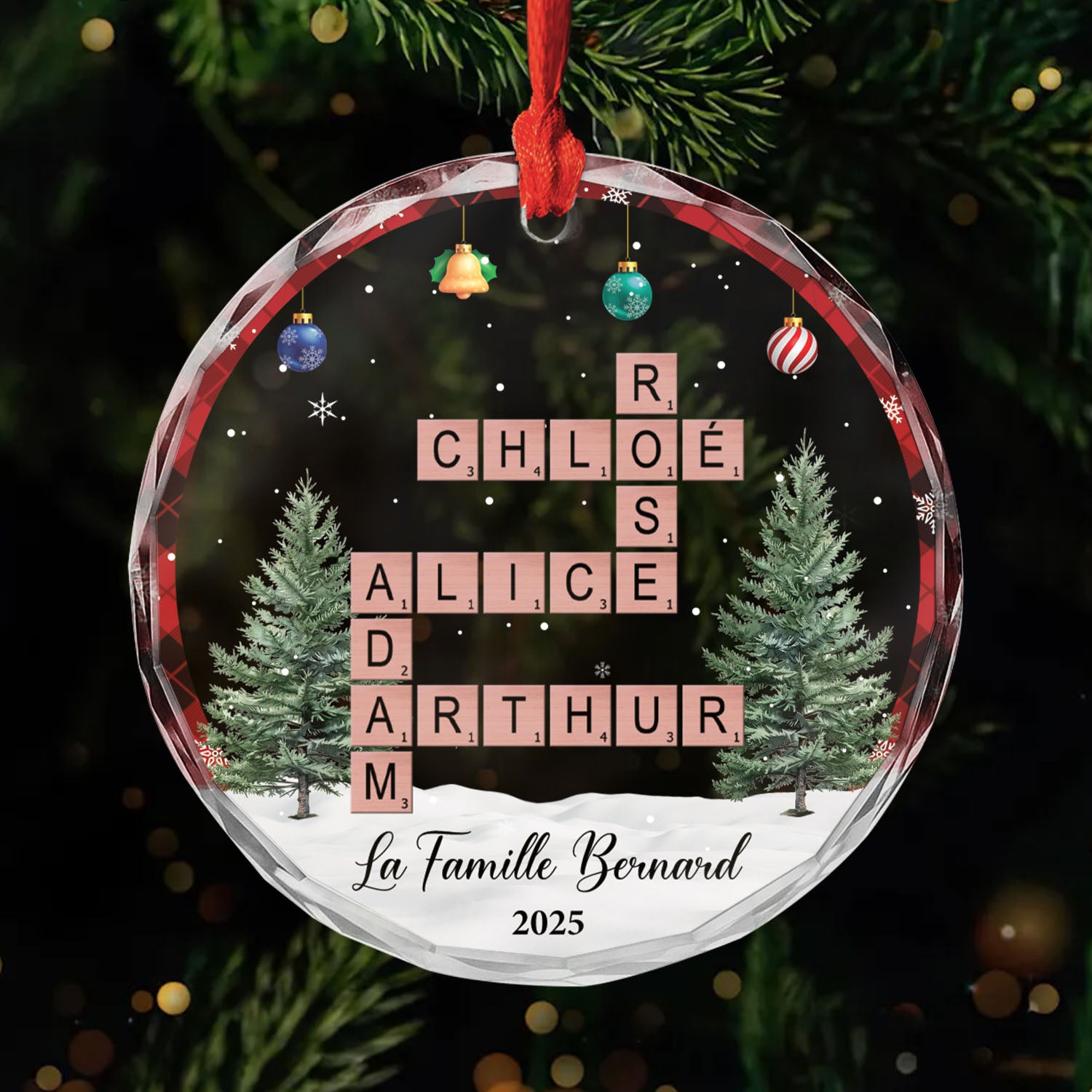 6625OFR1 ornement en verre personnalise notre noel en famille avec mots croises 6625o3v5i