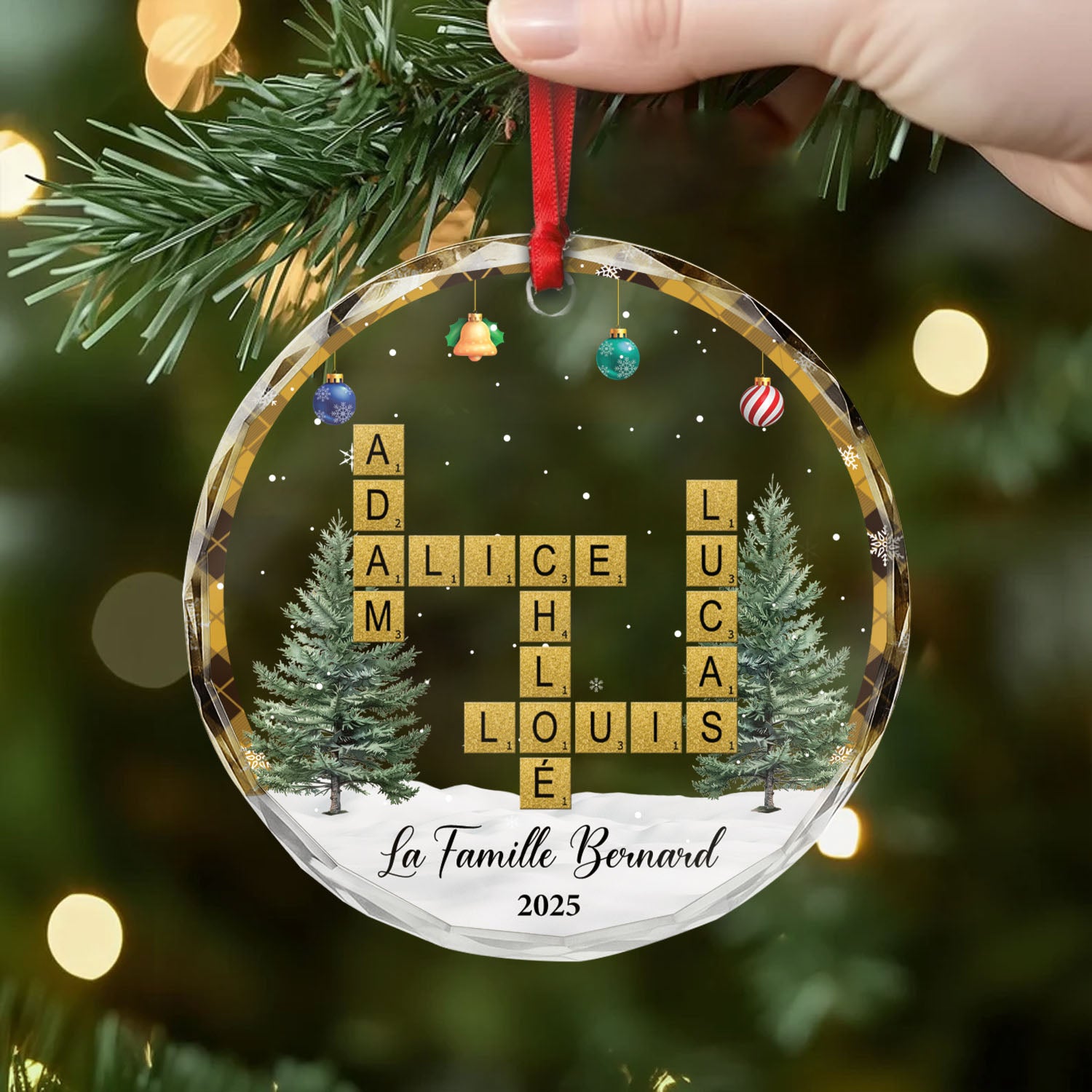 6625OFR2 ornement en verre personnalise notre noel en famille avec mots croises 6625o3v5i