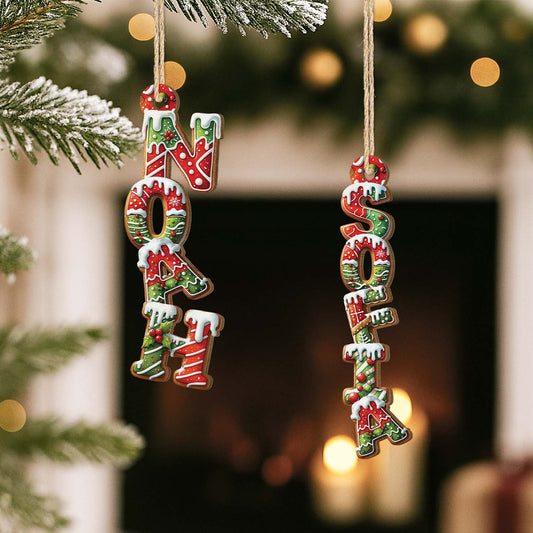 6626OFR2 ornement de noel en bois a 1 couche acrylique personnalise lettre de prenom biscuit 6626o3m5a