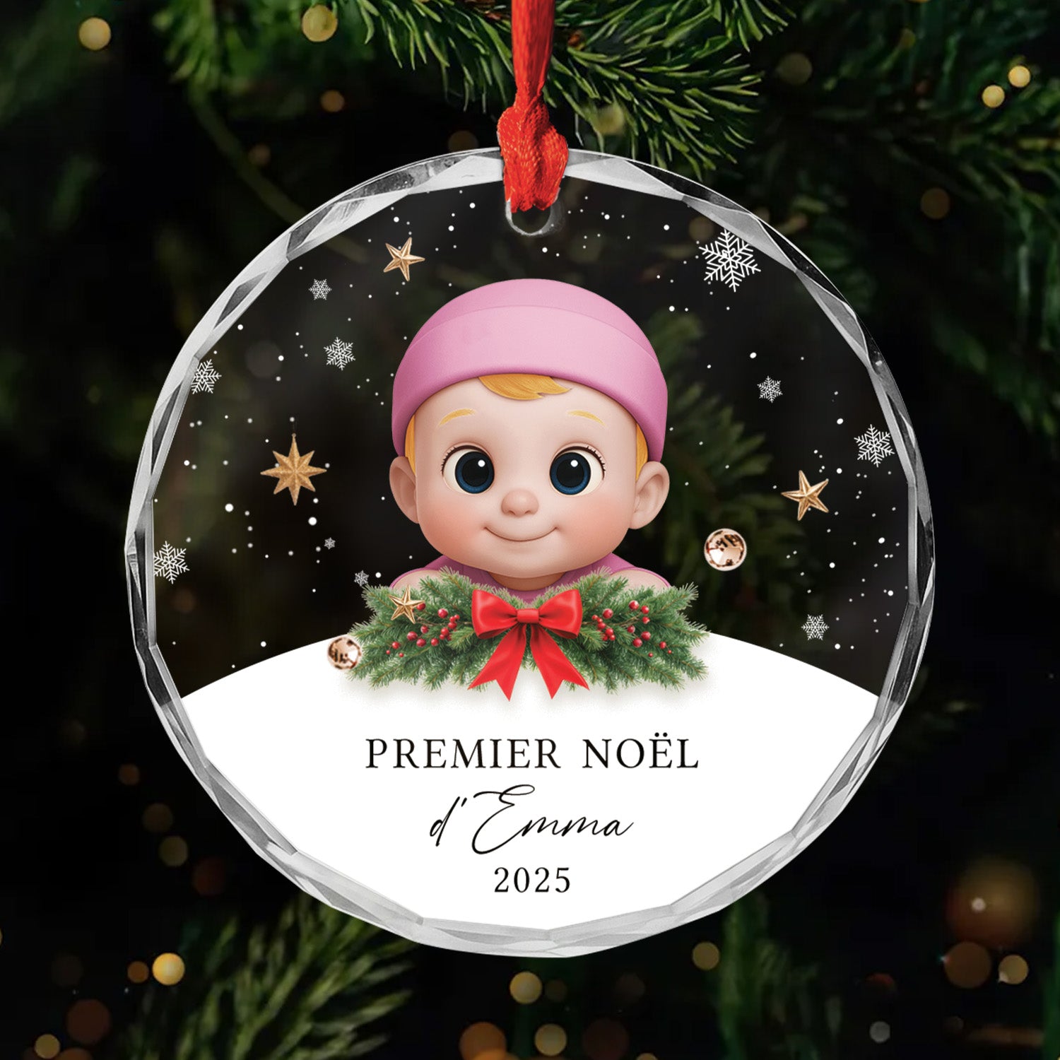 6628OFR1 ornement de noel en verre personnalise premier noel de bebe 6628o6q5k