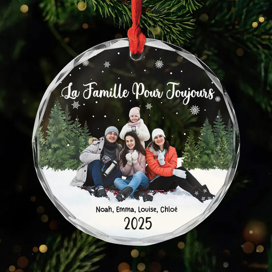 6629OFR1 ornement de noel en verre personnalise famille pour toujours avec photo 6629o6q5i