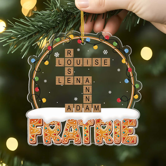 6630OFR2 ornement noel acrylique personnalise famille avec mots croises et neige 6630o6m5i