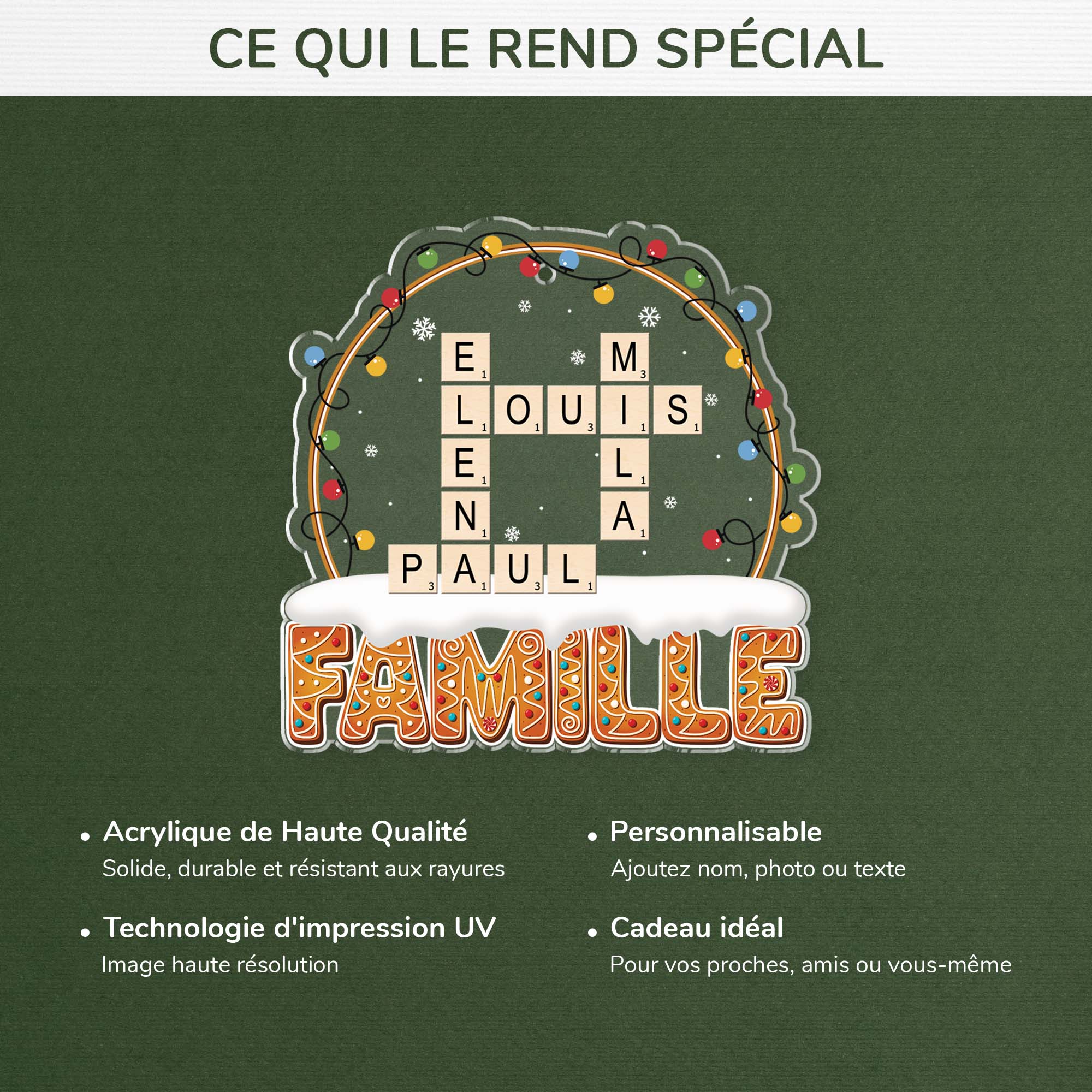 6630OFR4 ornement noel acrylique personnalise famille avec mots croises et neige 6630o6m5i