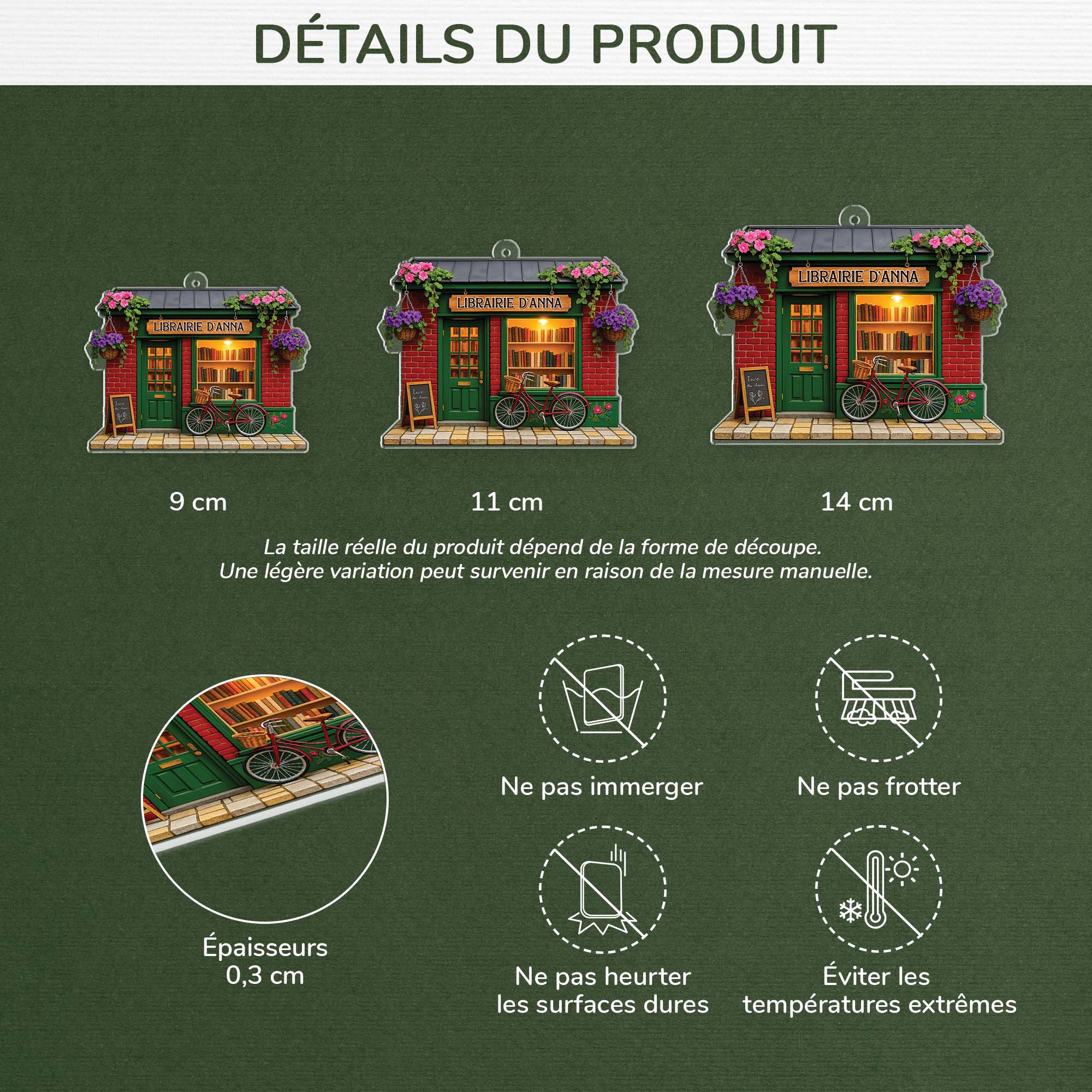 6634OFR3 effet dimpression 3d ornement noel acrylique personnalise pour amoureux des livres mon librairie magique 6634o3t5a