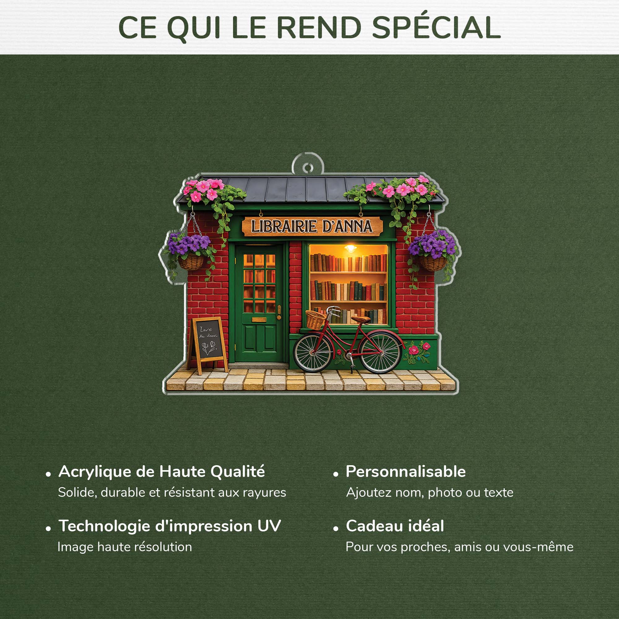 6634OFR4 effet dimpression 3d ornement noel acrylique personnalise pour amoureux des livres mon librairie magique 6634o3t5a