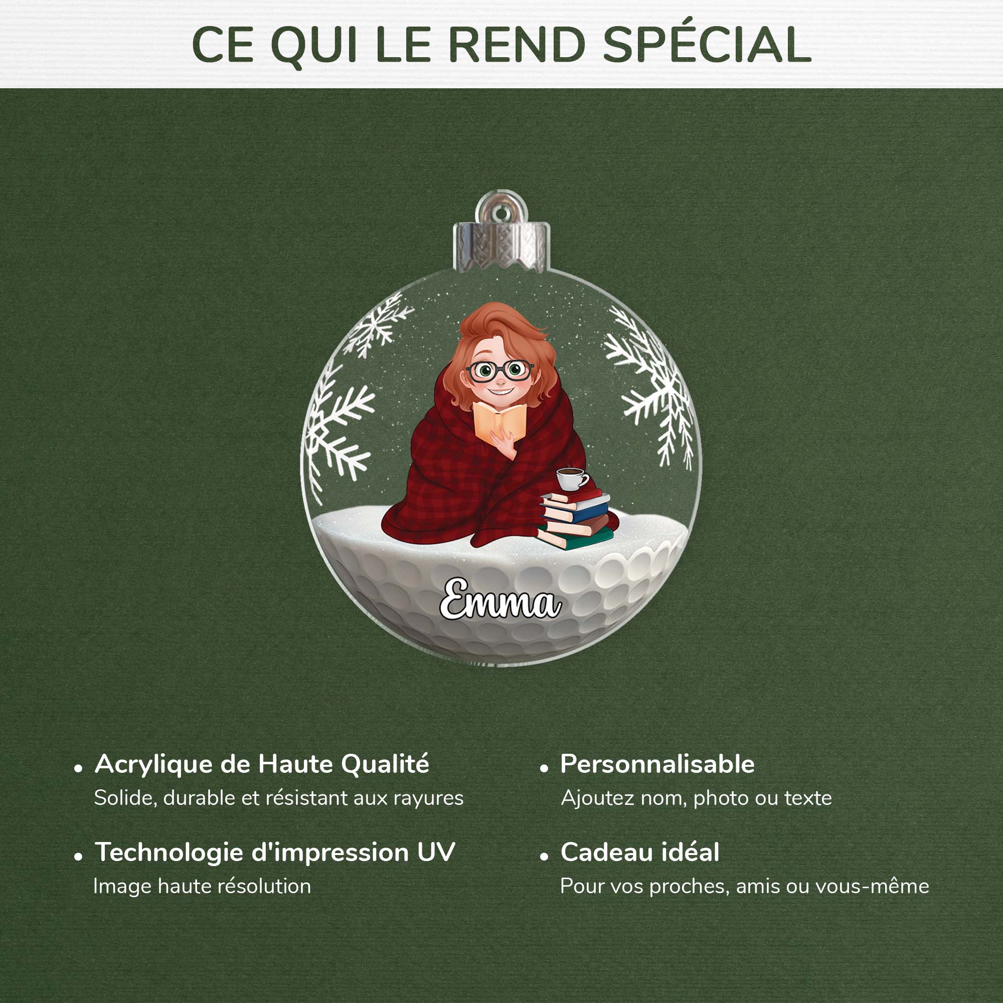6635OFR4 ornement noel acrylique personnalise jaime les livres 6635o3q5a