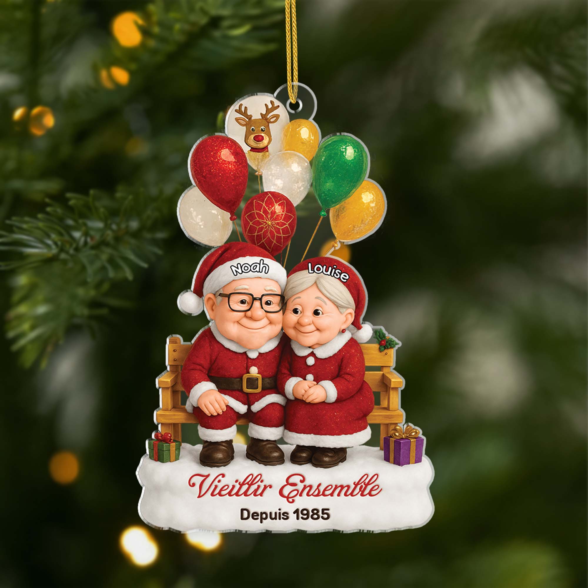 6640OFR1 effet dimpression 3d ornement acrylique personnalise vieillir ensemble couple pere noel 6640ot5tg