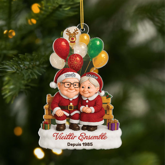 6640OFR1 effet dimpression 3d ornement acrylique personnalise vieillir ensemble couple pere noel 6640ot5tg