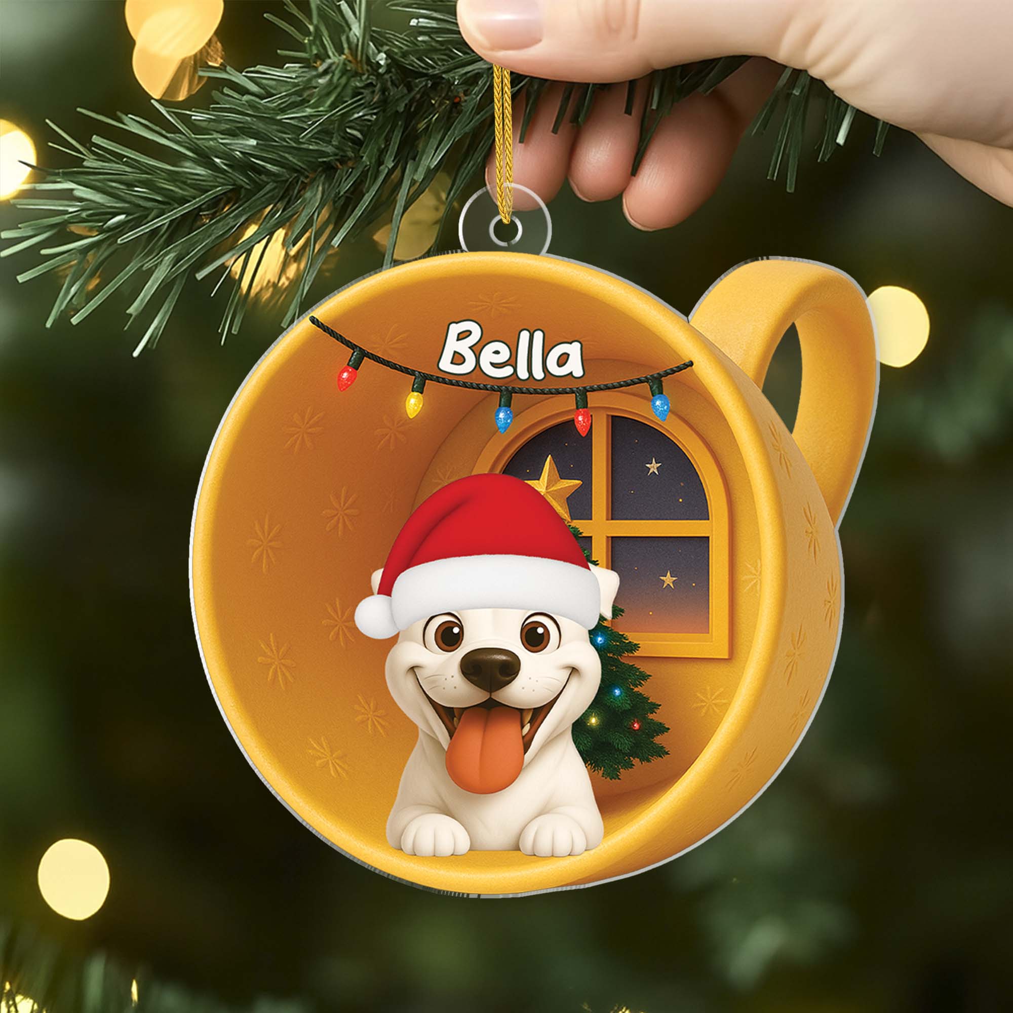 6641OFR2 effet dimpression 3d ornement noel acrylique personnalise chien endormi 6641o3m5c