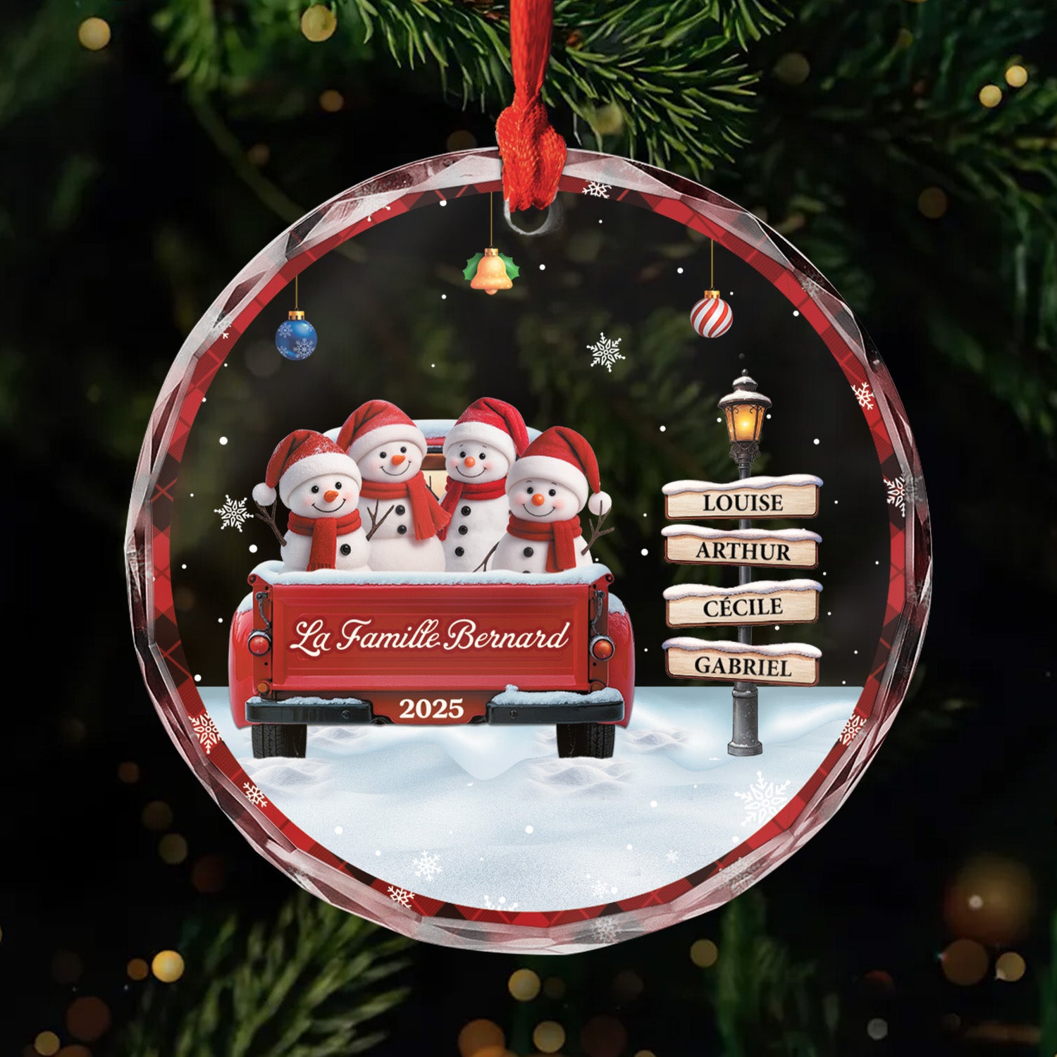 6642OFR1 effet dimpression 3d ornement acrylique personnalise famille de noel bonhomme de neige 6642otl5i