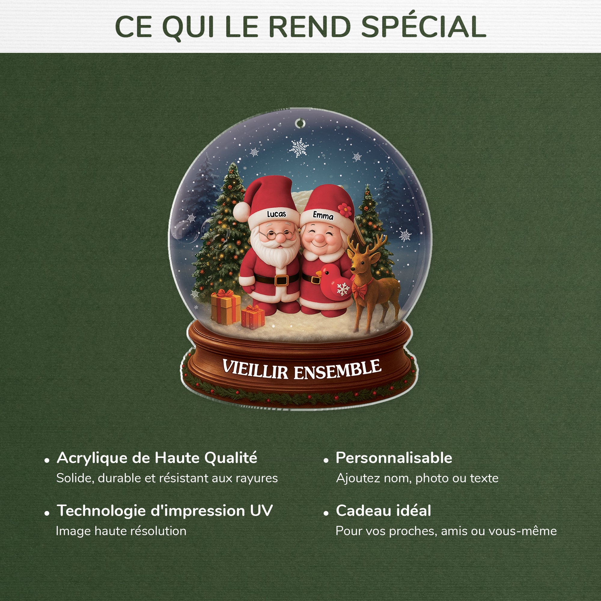 6644OFR4 effet dimpression 3d ornement noel acrylique personnalise couple vieillir ensemble dans boule a neige 6644otz5g