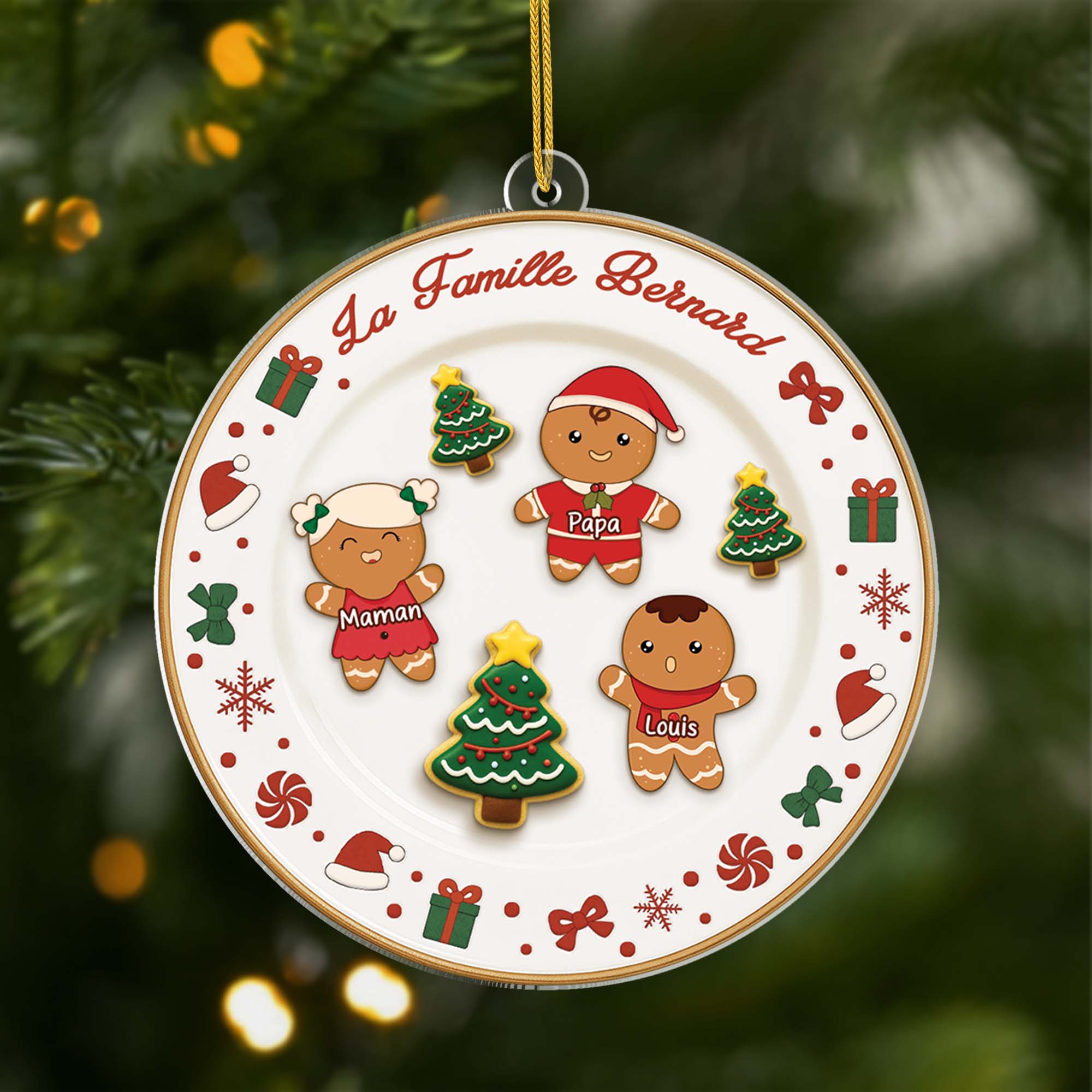 6645OFR1 effet dimpression 3d ornement acrylique personnalise famille biscuit de noel 6645okm5i