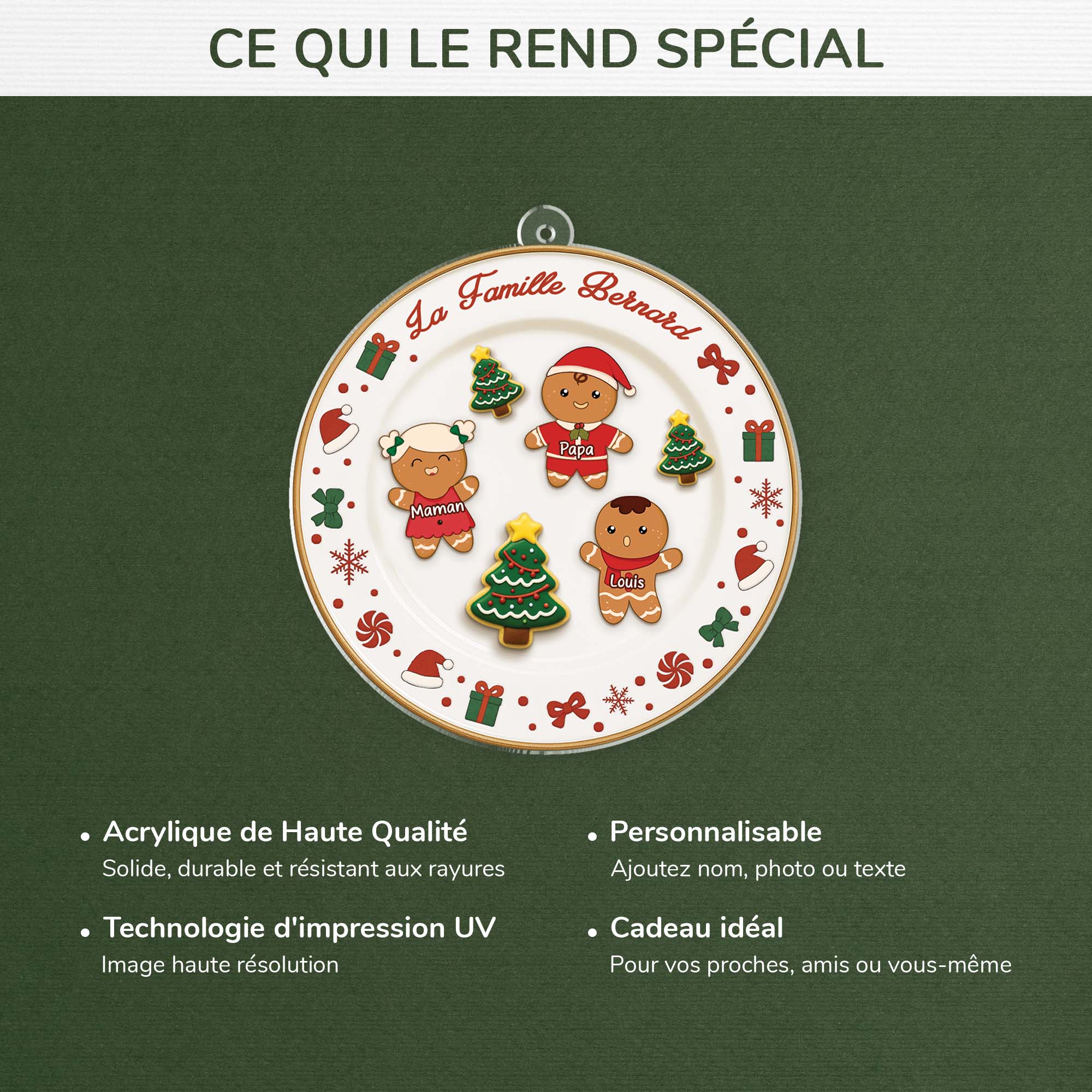 6645OFR4 effet dimpression 3d ornement acrylique personnalise famille biscuit de noel 6645okm5i