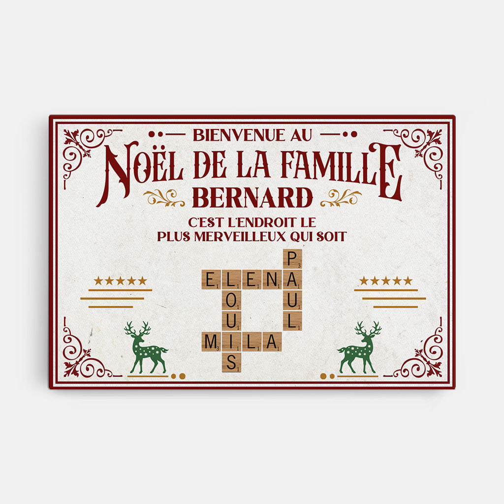6650CFR1 toile personnalisee pour famille bienvenue a noel 6650c8zmi