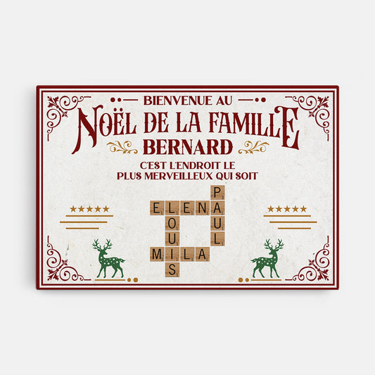 6650CFR1 toile personnalisee pour famille bienvenue a noel 6650c8zmi