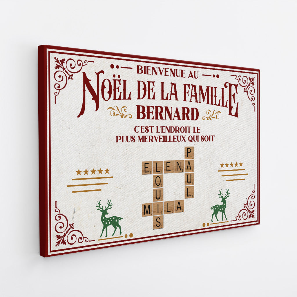 6650CFR2 toile personnalisee pour famille bienvenue a noel 6650c8zmi