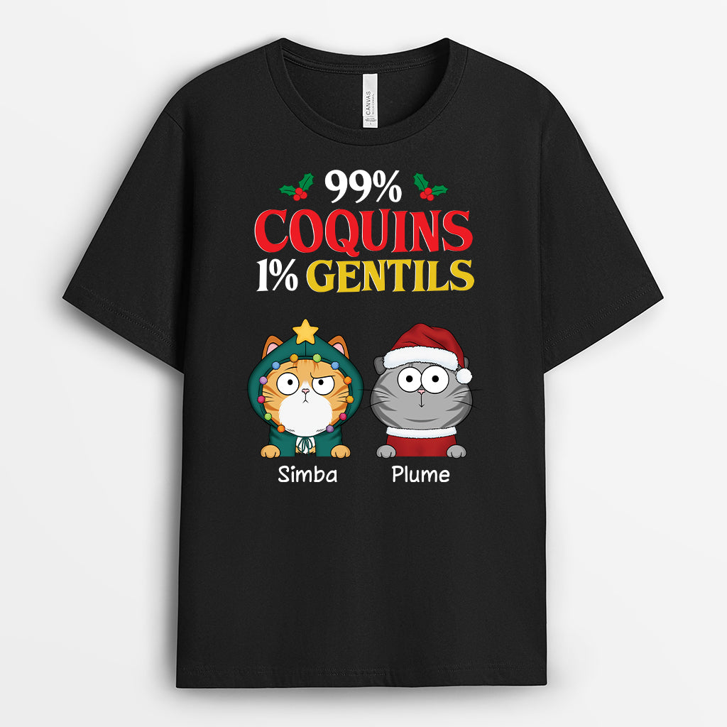 6651AFR1 t shirt personnalise chat de noel 99  coquin 6651akxmd