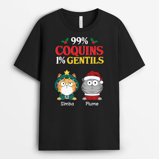 6651AFR1 t shirt personnalise chat de noel 99  coquin 6651akxmd