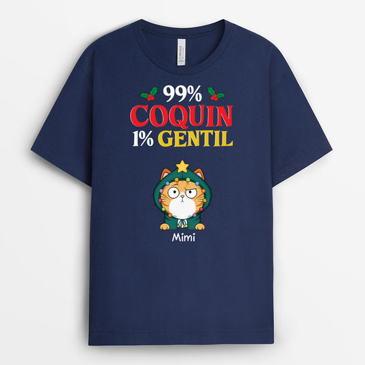6651AFR2 t shirt personnalise chat de noel 99  coquin 6651akxmd