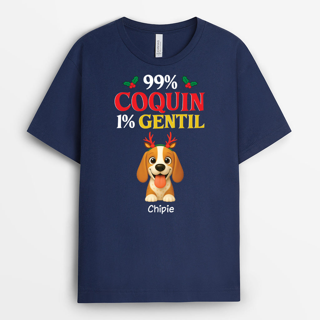 6651AFR2 t shirt personnalise chien de noel 99  coquin 6651akxmc