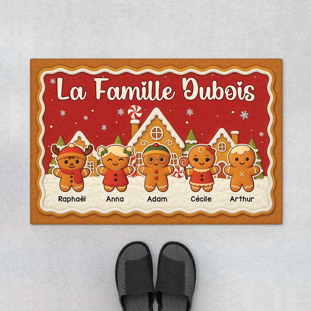 6664DFR1 paillasson personnalise famille biscuit de noel 6664d86wi