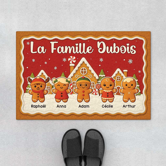 6664DFR1 paillasson personnalise famille biscuit de noel 6664d86wi