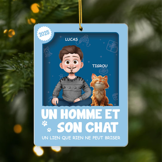 6669OFR1 effet dimpression 3d ornement de noel acrylique personnalise une fille et son chat 6669okzad