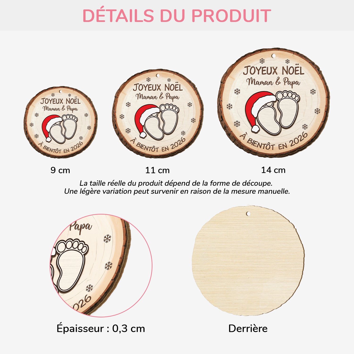 6671OFR3 ornement de noel en bois a 1 couche personnalise avec photo joyeux noel futur papa future maman 6671okpca