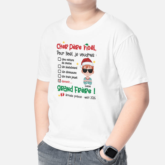 6683AFr2 t shirt enfant personnalise cher pere noel je voudrais 6683atvak