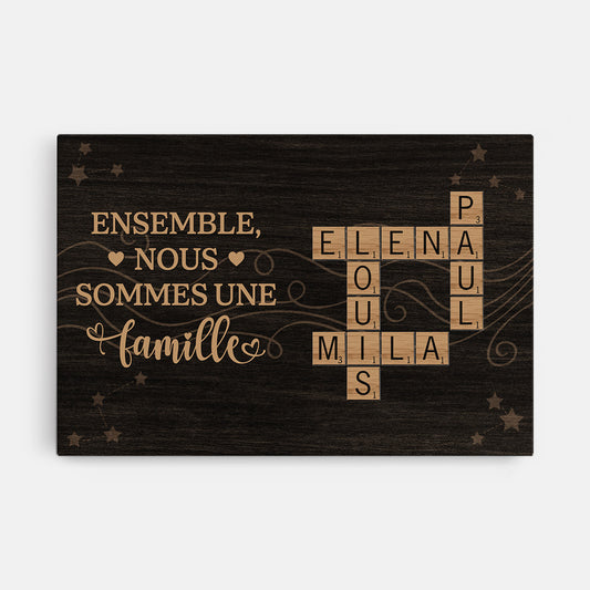 6685CFR1 toile avec mot croise personnalise nous sommes une famille 6685c8vmi