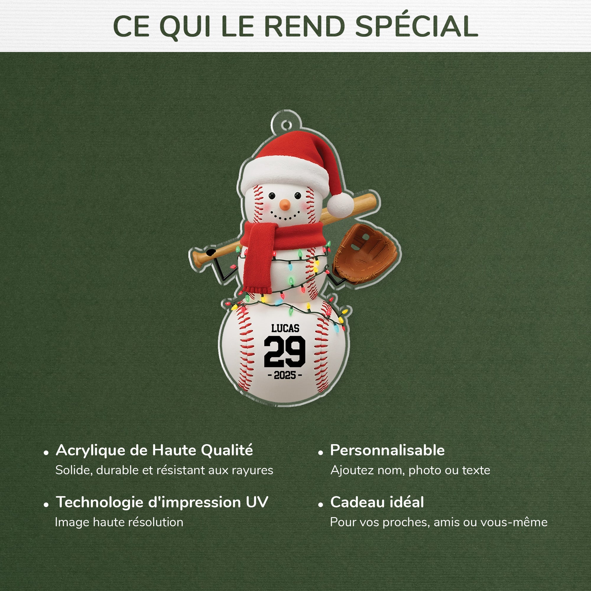 6686OFR4 effet dimpression 3d ornement noel acrylique personnalise pour femmehomme le baseball 6686okvqb