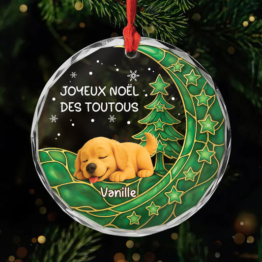 6688OFR1 ornement en verre personnalise noel magique de chien 6688ok6nc
