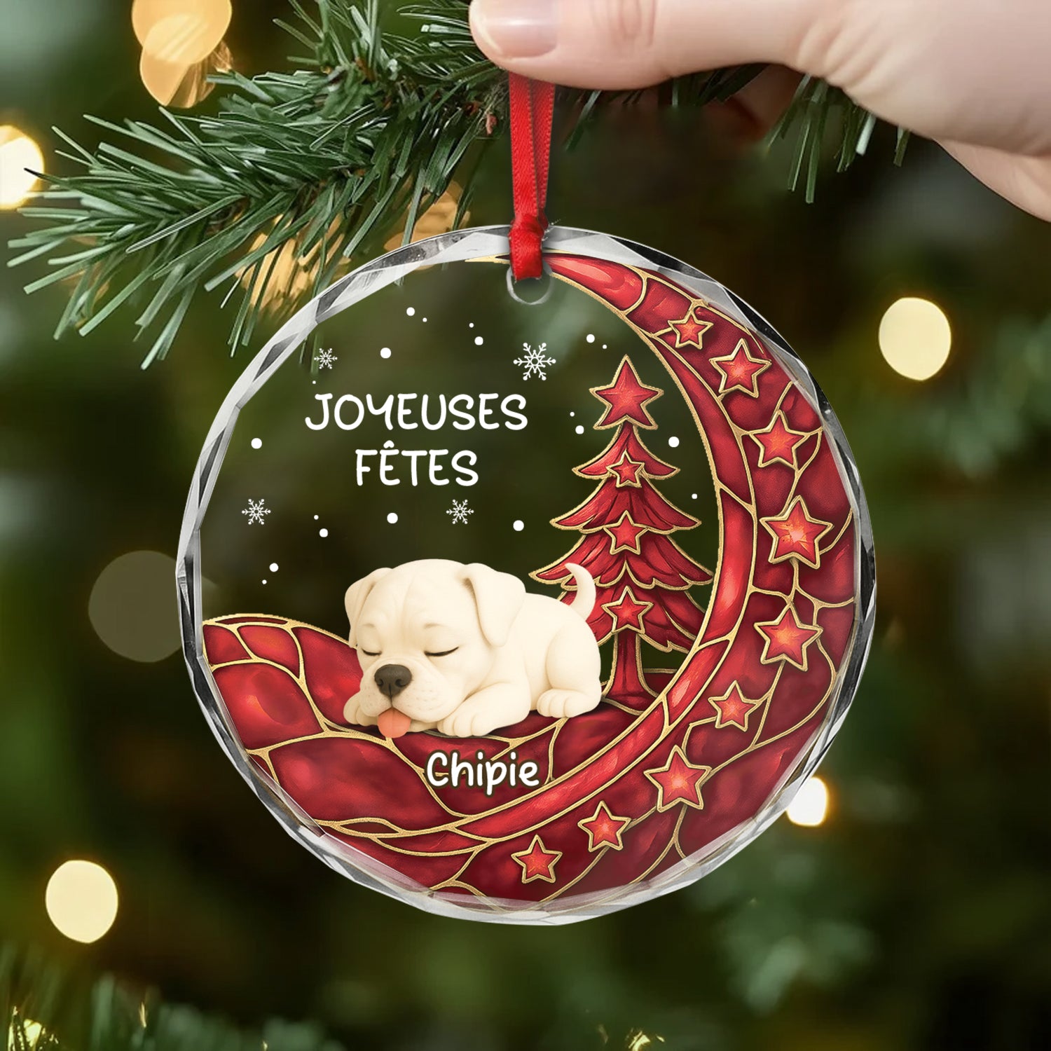 6688OFR1 ornement en verre personnalise noel magique de chien 6688ok6nc2