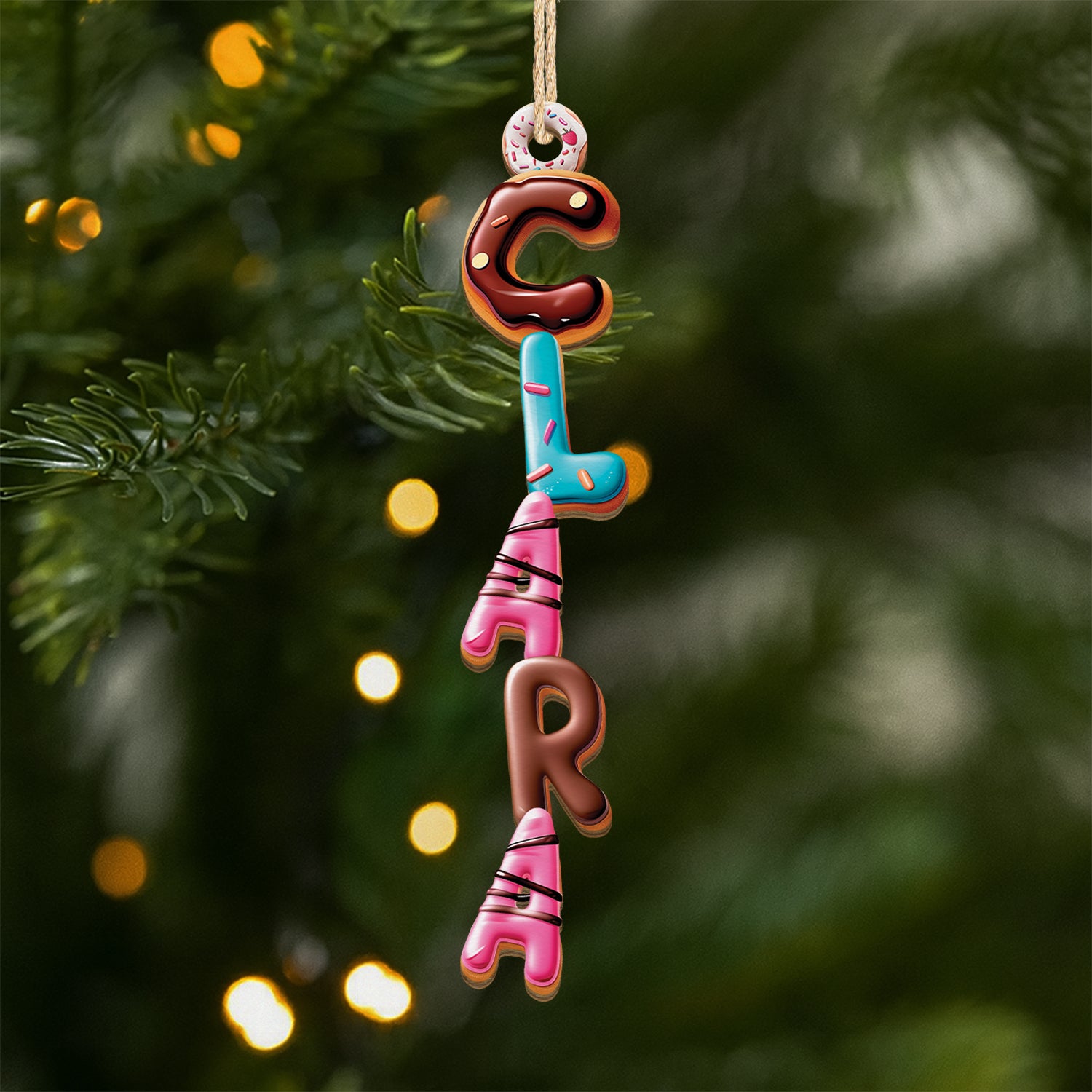 6689OFR1 effet dimpression 3d ornement noel en bois a 1 couche personnalise beignet lettre de prenom 6689o8vza