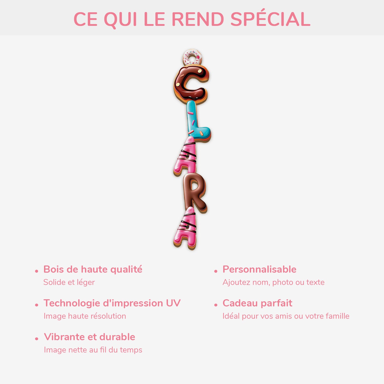 6689OFR4 effet dimpression 3d ornement noel en bois a 1 couche personnalise beignet lettre de prenom 6689o8vzaC