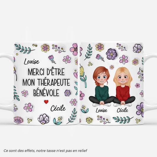 6693MFR1 effet dimpression 3d mug personnalise amis merci d_etre mon therapeute benevole 6693m3vmf