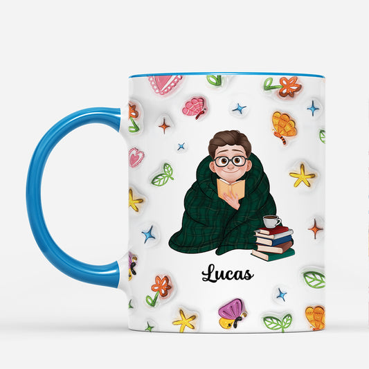 6696MFR2 effet dimpression 3d mug personnalise fille qui aime les livres 6696m3pta